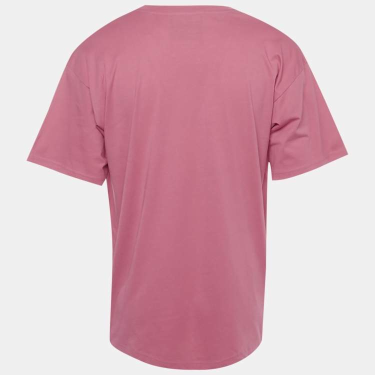 Pre Owned Moschino Couture Pink Logo Print Jersey T-Shirt M