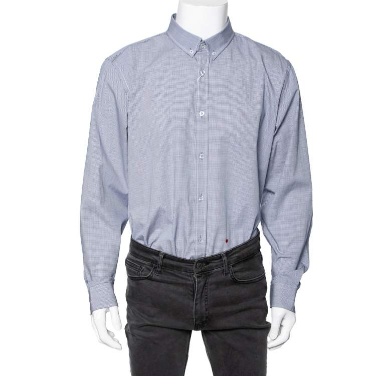 Pre Owned Moschino Blue Striped Cotton Button Front Shirt 3XL