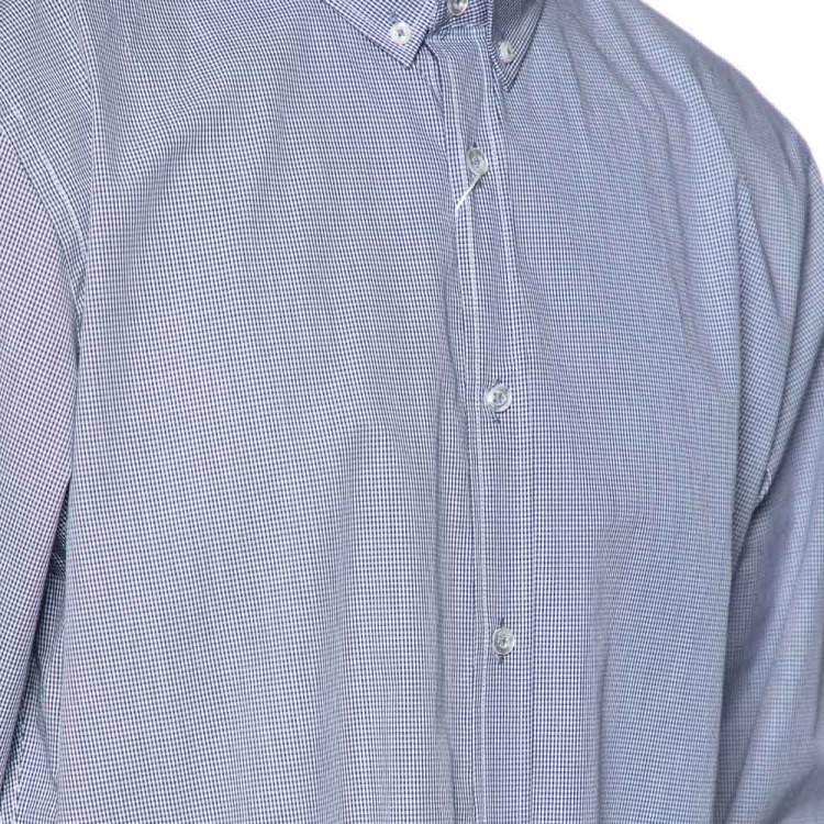 Pre Owned Moschino Blue Striped Cotton Button Front Shirt 3XL