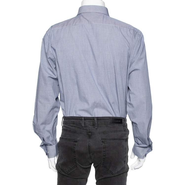 Pre Owned Moschino Blue Striped Cotton Button Front Shirt 3XL