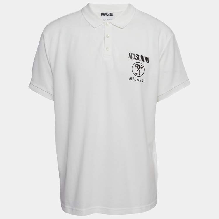 Pre Owned Moschino Couture White Cotton Pique Polo T-Shirt XL