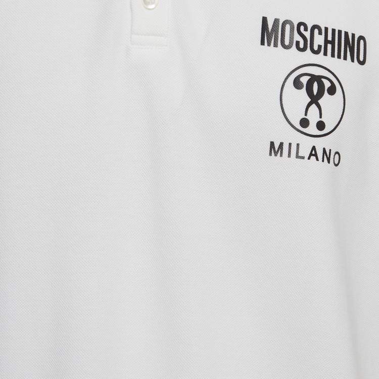 Pre Owned Moschino Couture White Cotton Pique Polo T-Shirt XL
