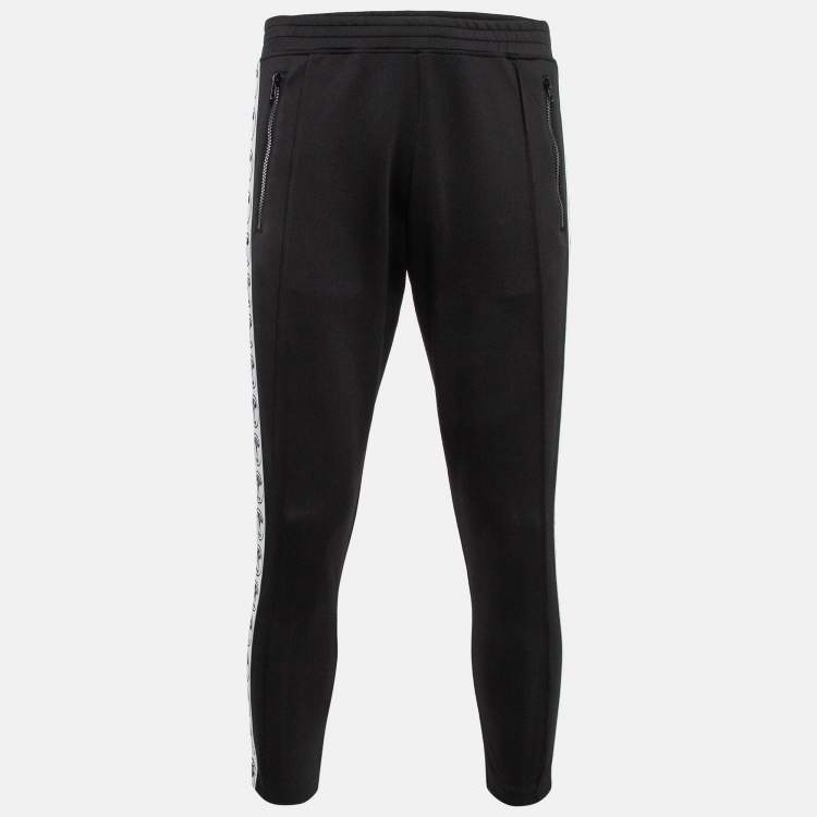 Pre Owned Moschino Couture Black Logo Side Strip Stretch Knit Track Pants S