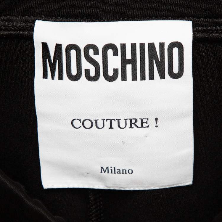 Pre Owned Moschino Couture Black Logo Side Strip Stretch Knit Track Pants S