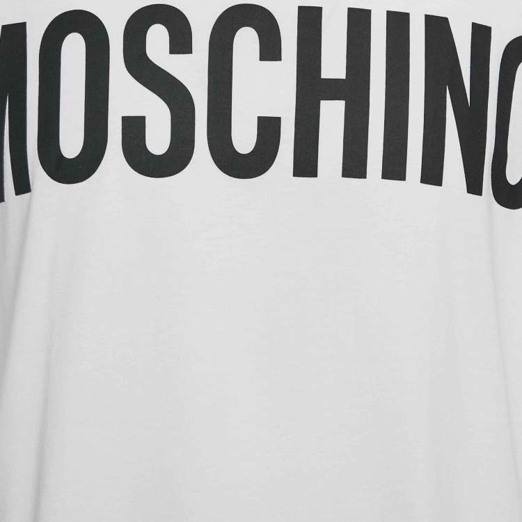 Pre Owned Moschino Couture White Logo Print Jersey Crew Neck T-Shirt M