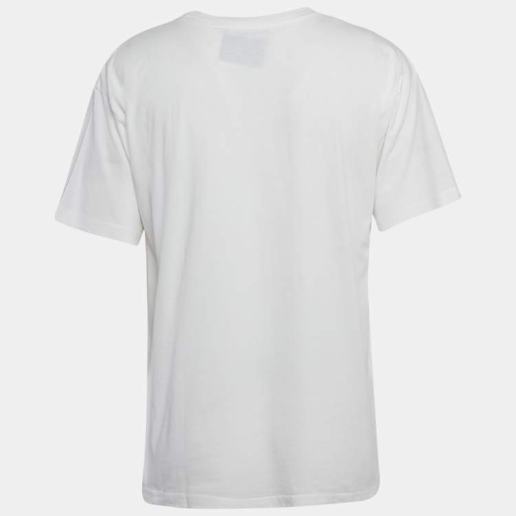Pre Owned Moschino Couture White Logo Print Jersey Crew Neck T-Shirt M