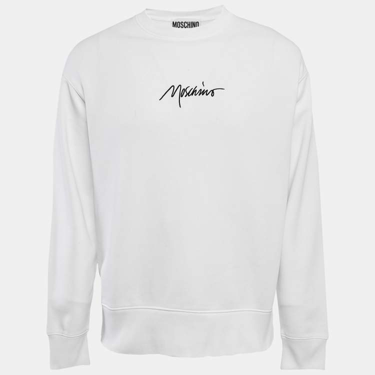 Pre Owned Moschino Couture White Logo Embroidered Sweatshirt XXL