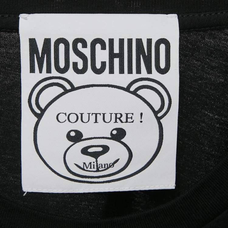 Pre Owned Moschino Black Cotton Teddy Applique Cotton Jersey T-Shirt XXL