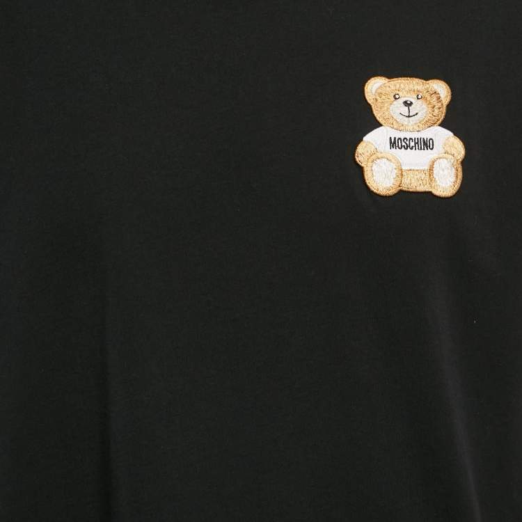 Pre Owned Moschino Black Cotton Teddy Applique Cotton Jersey T-Shirt XXL