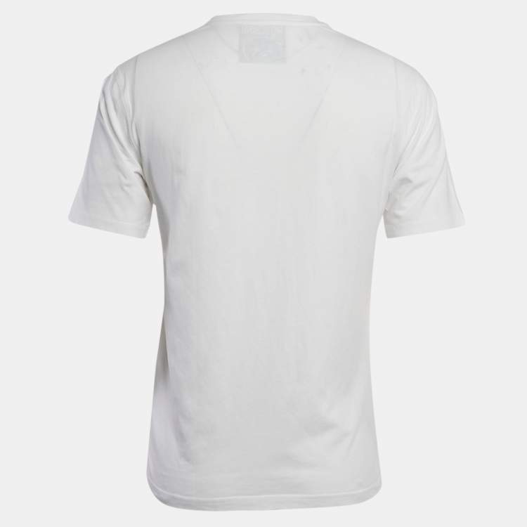 Pre Owned Moschino Couture White Robot Teddy Print Cotton Crew Neck T-Shirt S