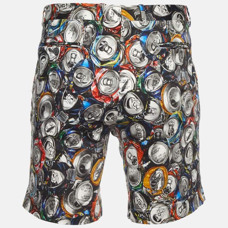 Pre Owned Moschino Couture Black Cans Print Cotton Shorts L