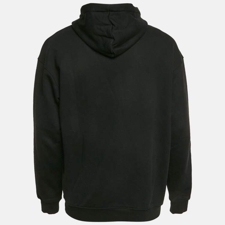 Pre Owned Moschino Couture Black Embroidered Cotton Hoodie M