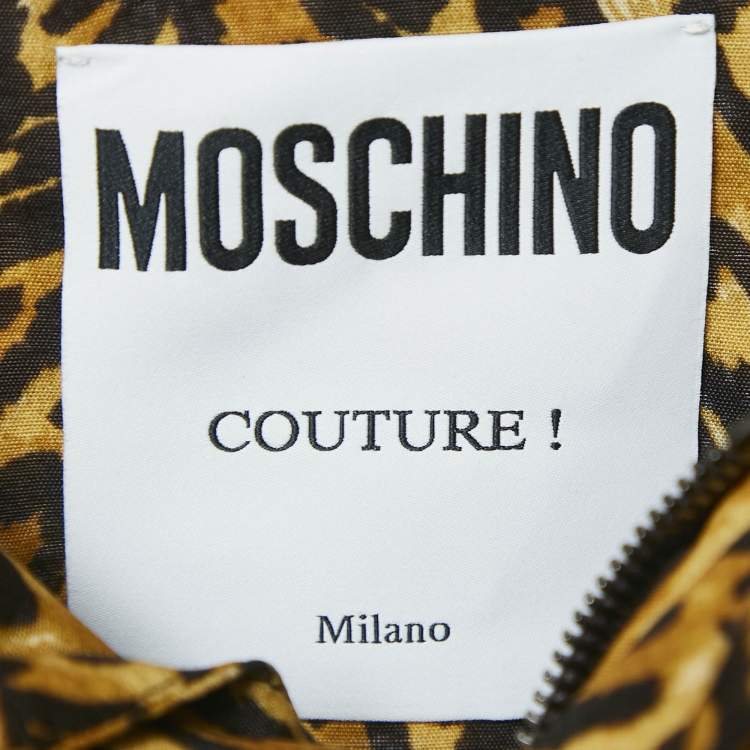 Pre Owned Moschino Couture Brown Leopard Print Oversized Shirt L