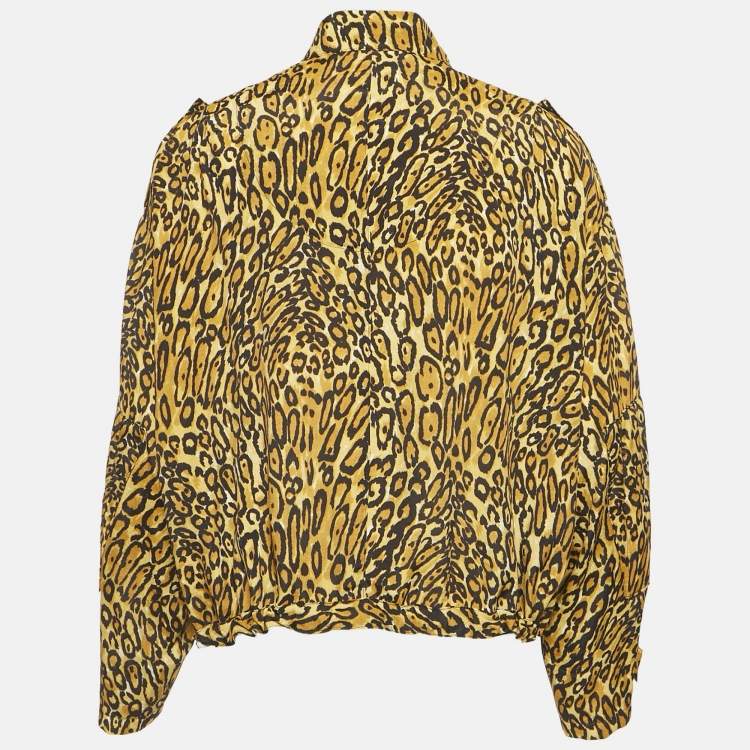 Pre Owned Moschino Couture Brown Leopard Print Oversized Shirt L