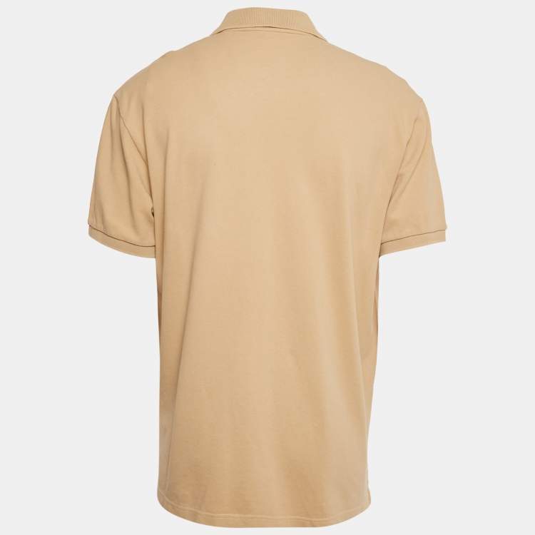 Pre Owned Moschino Couture Beige Bear Patch Cotton Polo T-Shirt 3XL