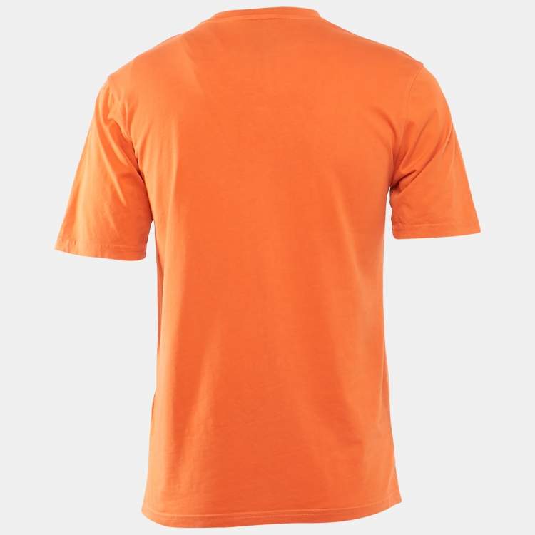 Pre Owned Moschino Couture Orange Logo Print Cotton Crew Neck T-Shirt S