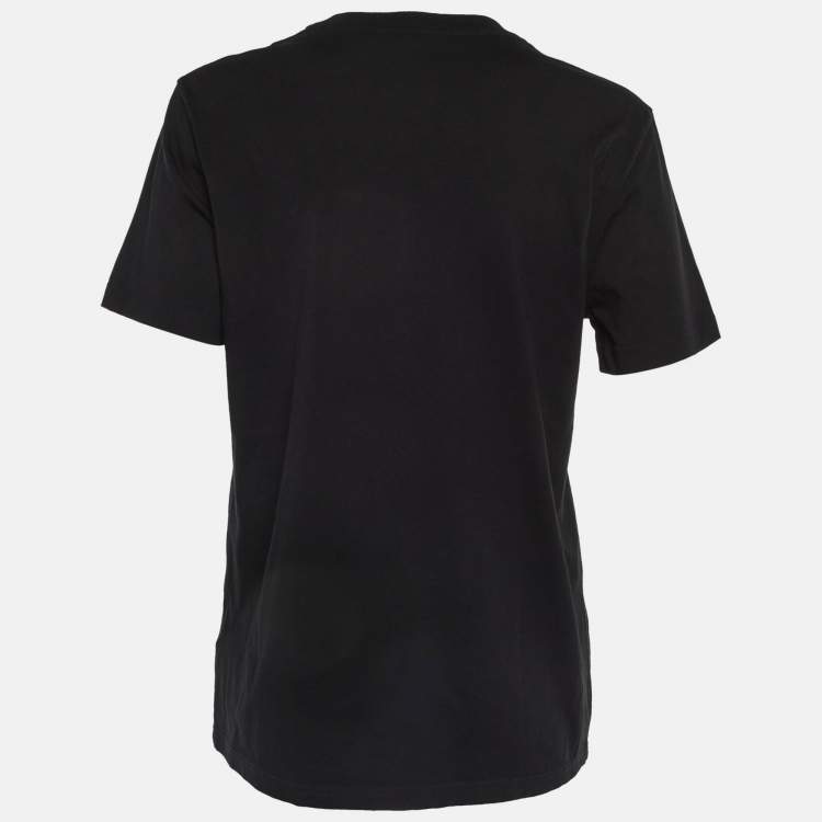Pre Owned Moschino Couture Black Glitter Bear Print Cotton Crew Neck T-Shirt S
