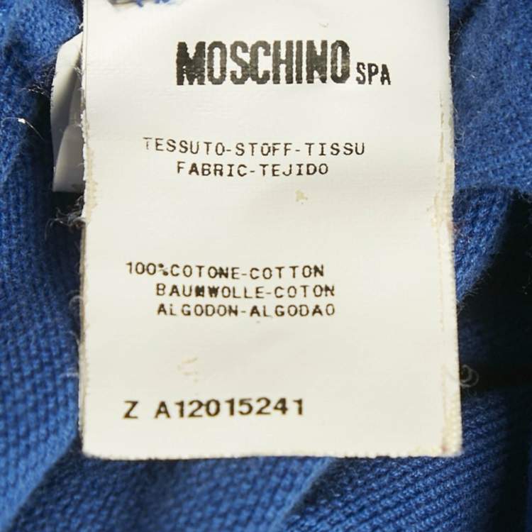 Pre Owned Moschino Couture Blue Cotton Pique Long Sleeve Polo T-Shirt XL