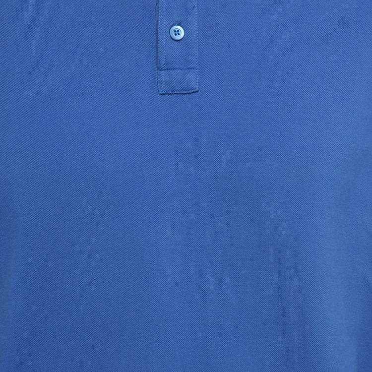 Pre Owned Moschino Couture Blue Cotton Pique Long Sleeve Polo T-Shirt XL