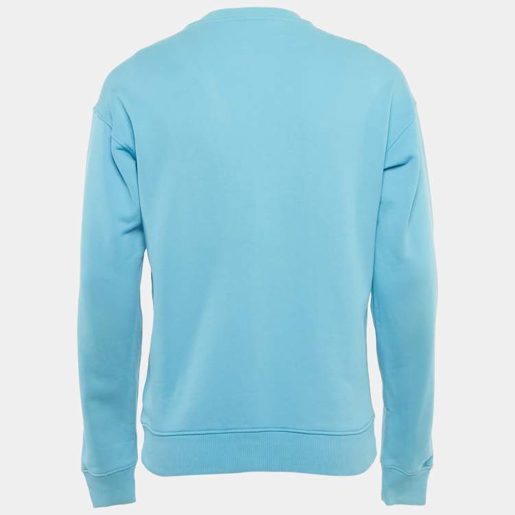 Pre Owned Moschino Couture Blue Logo Print Cotton Sweatshirt S