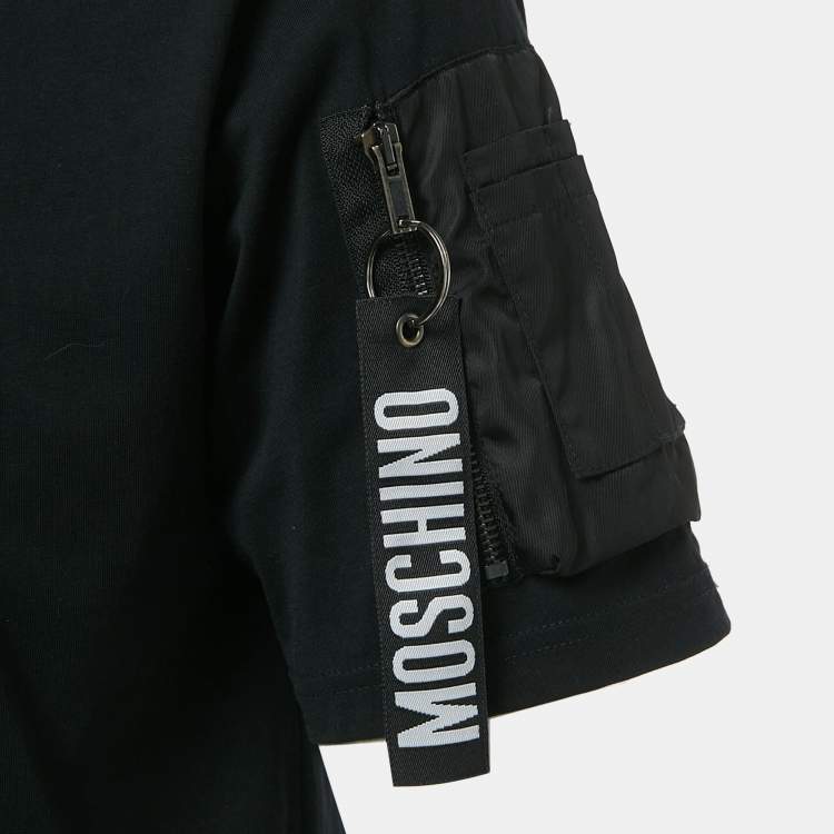 Pre Owned Moschino Couture Black Jersey Crew-Neck T-Shirt M