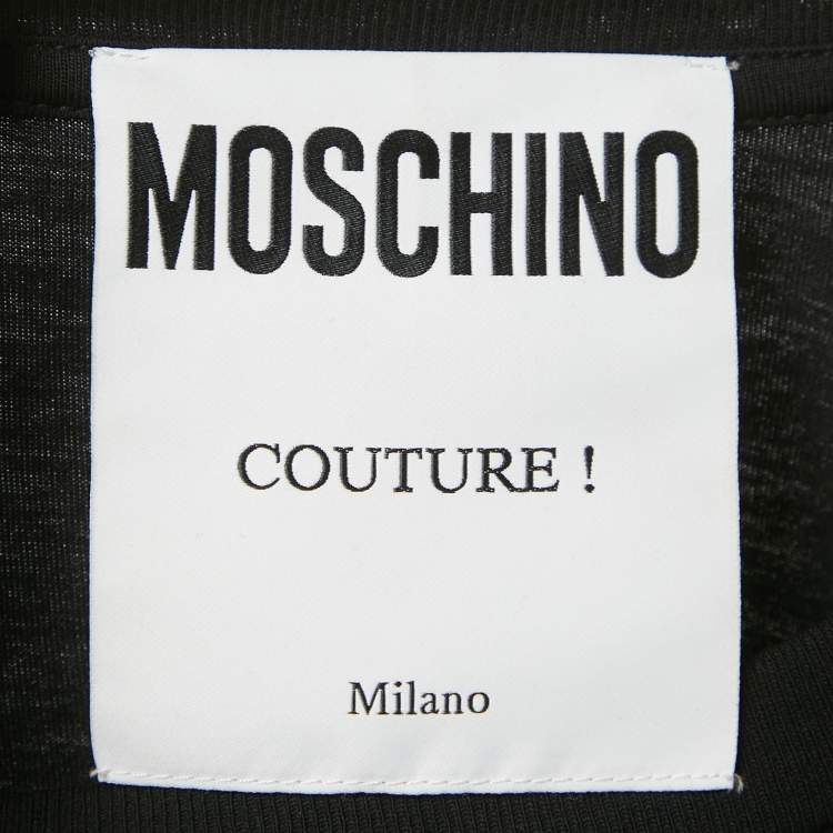 Pre Owned Moschino Couture Black Jersey Crew-Neck T-Shirt M