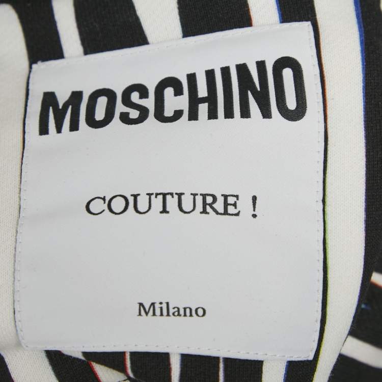 Pre Owned Moschino Couture Black/White Logo Print Hoodie M