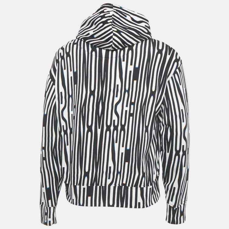 Pre Owned Moschino Couture Black/White Logo Print Hoodie M