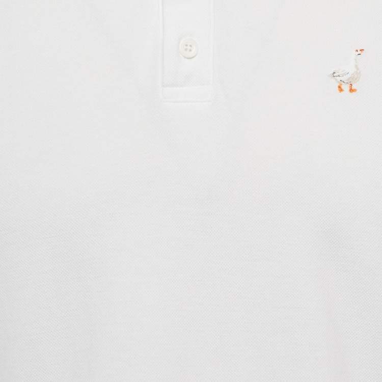 مملوكة مسبقًا Moschino Couture White Embroidered Cotton Polo T-Shirt S