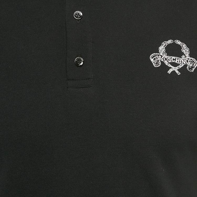 مملوكة مسبقًا Moschino Couture Black Embroidered Cotton Polo T-Shirt S