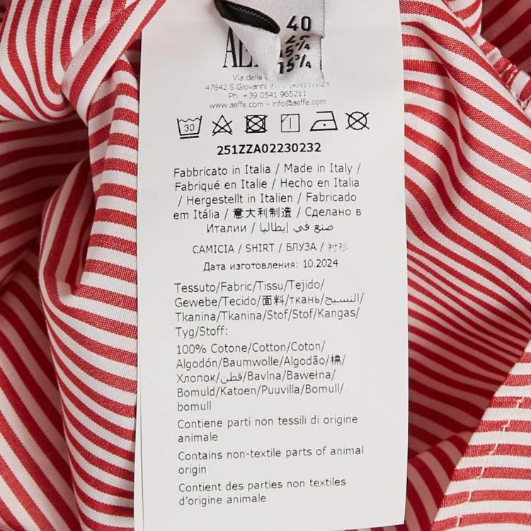 Pre Owned Moschino Couture Red Striped Cotton Oca Detail Shirt M