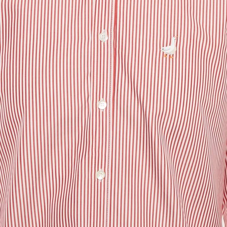 Pre Owned Moschino Couture Red Striped Cotton Oca Detail Shirt M