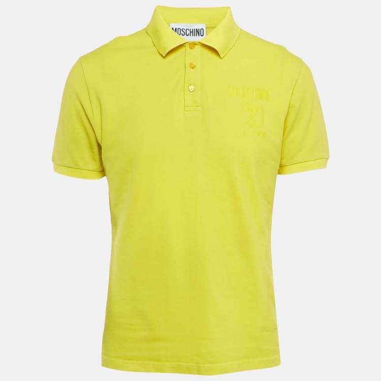Pre Owned Moschino Couture yellow Cotton Pique Polo T-Shirt L