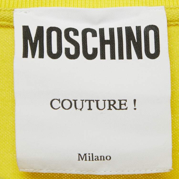 Pre Owned Moschino Couture yellow Cotton Pique Polo T-Shirt L