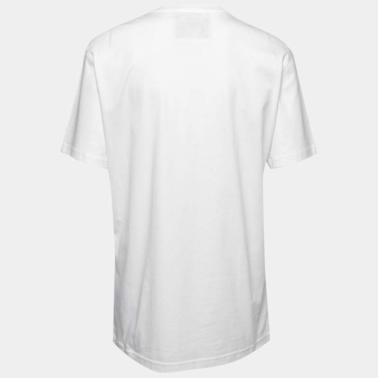 Pre Owned Moschino Couture White Teddy Bear Printed Cotton Short Sleeve T-Shirt M