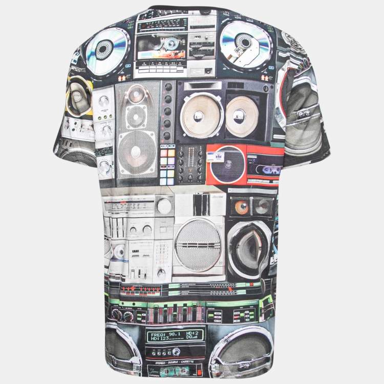 Pre Owned Moschino Couture Multicolor Speaker Printed Cotton Crew Neck T-Shirt XXL