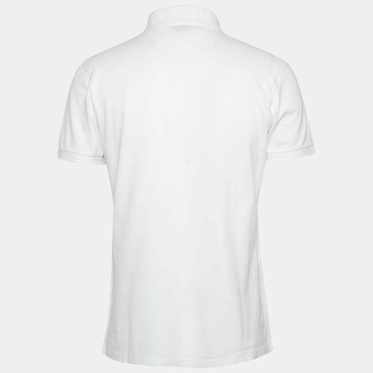 Pre Owned Moschino Couture White Cotton Pique Teddy Bear Embroidered Polo T-Shirt M