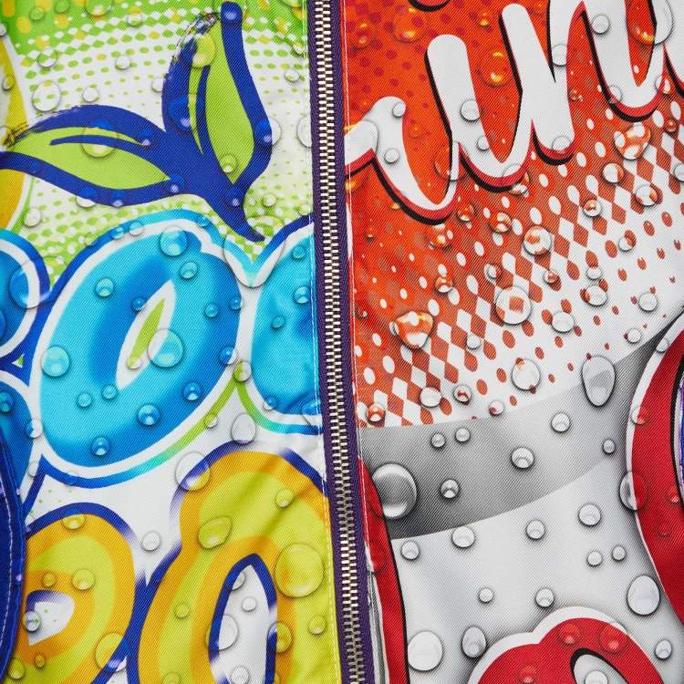 Pre Owned Moschino Couture Multicolor Soda Pop Print Synthetic Bomber Jacket L