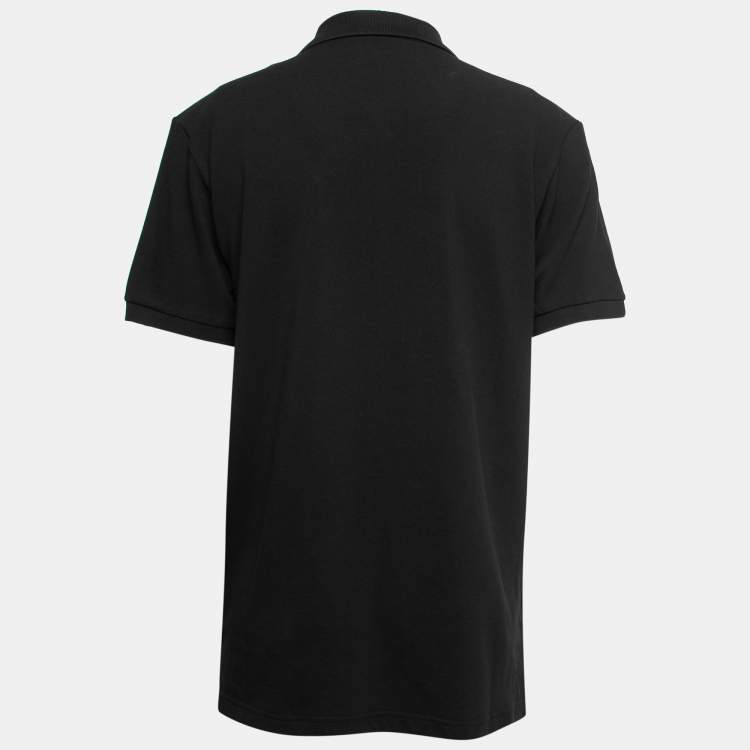 Pre Owned Moschino Couture Black Cotton Pique Logo Printed Polo T-Shirt XL