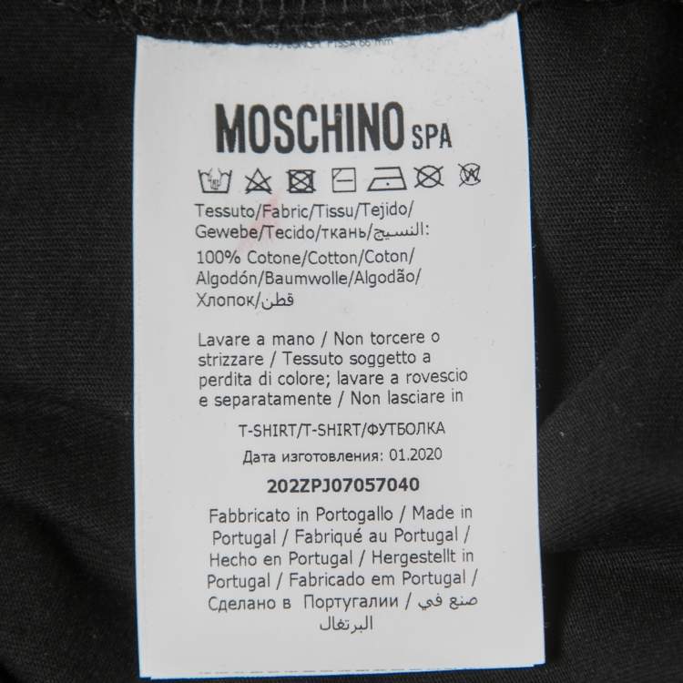 Pre Owned Moschino Couture Black Logo Print Cotton Crew Neck T-Shirt M