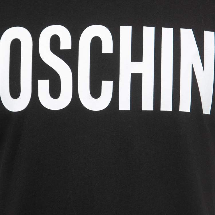 Pre Owned Moschino Couture Black Logo Print Cotton Crew Neck T-Shirt M
