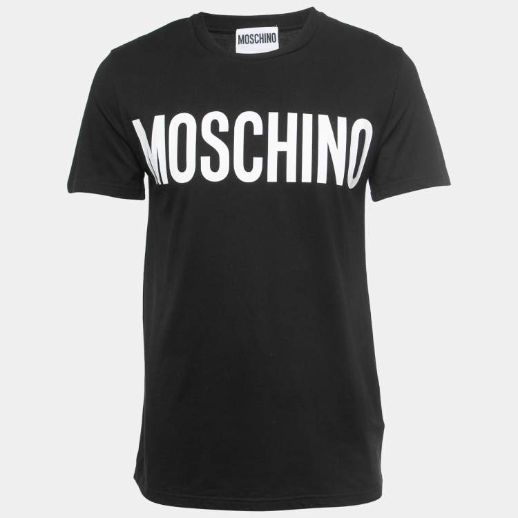 Pre Owned Moschino Couture Black Logo Print Cotton Crew Neck T-Shirt M