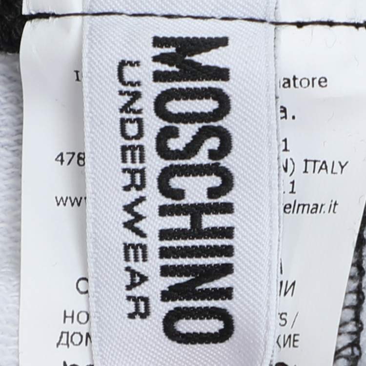 Pre Owned Moschino Underwear Multicolor Logo Printed Jersey Shorts M
