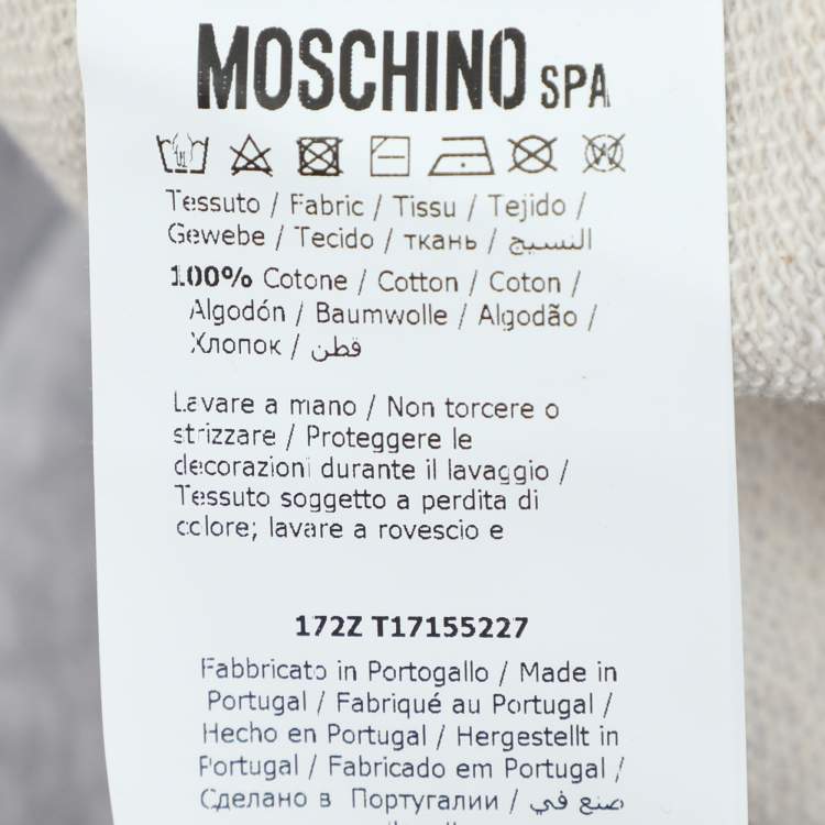 Pre Owned Moschino Grey Cotton Logo Print Hoodie M