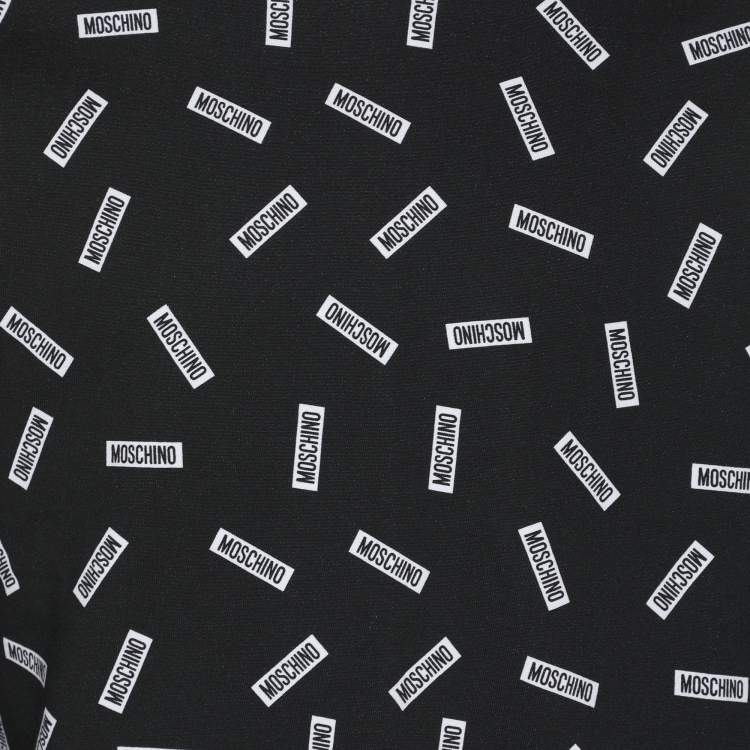 Pre Owned Moschino Underwear Black Cotton Knit Logo Print Crew Neck Sweatshirt L