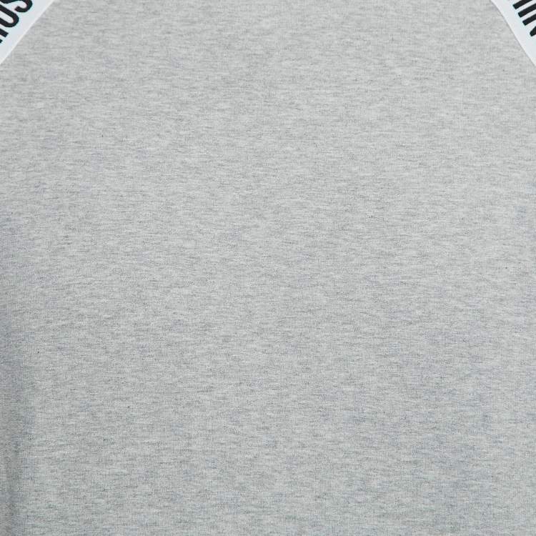 Pre Owned Moschino Underwear Grey Cotton Logo Tape Detail Crew Neck Sweatshirt M