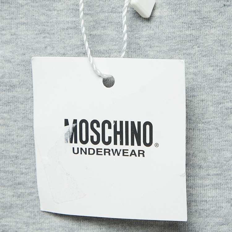 Pre Owned Moschino Underwear Grey Cotton Logo Tape Detail Crew Neck Sweatshirt M