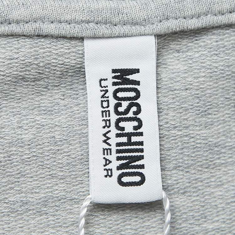 Pre Owned Moschino Underwear Grey Cotton Logo Tape Detail Crew Neck Sweatshirt M