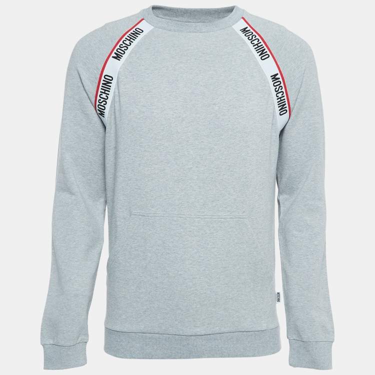 Moschino Underwear Grey Cotton Logo Tape Detail Crew Neck Sweatshirt S  Moschino