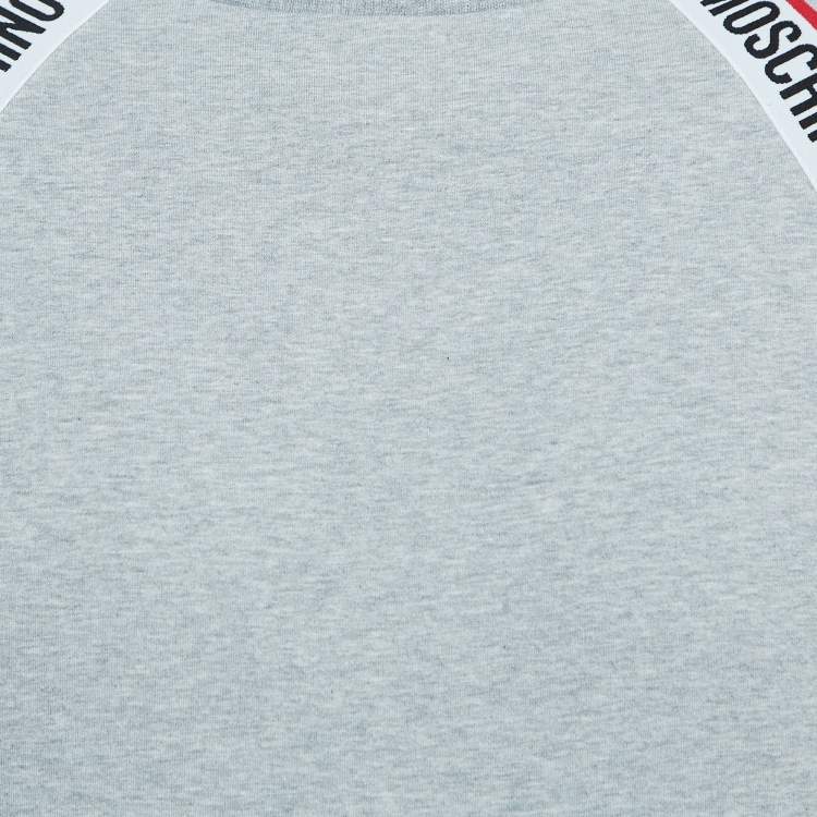 Pre Owned Moschino Underwear Grey Cotton Logo Tape Detail Crew Neck Sweatshirt S